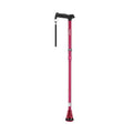 Red Walking Stick with Adjustable Height and Folding Design