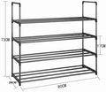 4-Tier Stainless Steel Shoe Rack Storage Organizer to Hold up to 20 Pairs of Shoes (80cm, Black)
