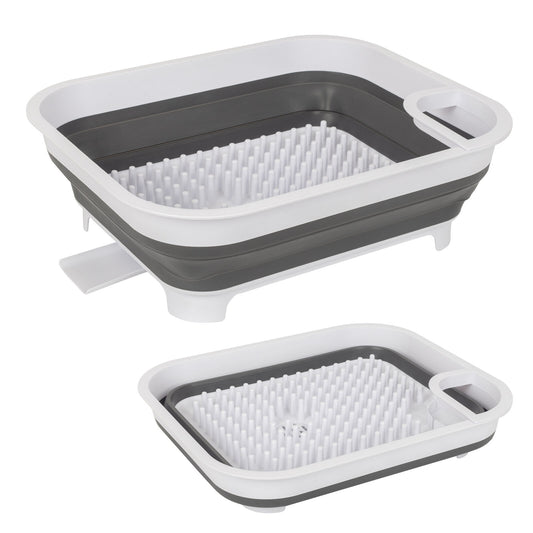 Collapsible Dish Rack with Utensil Section Space-Saving Drying Rack for Compact Kitchens & Camping