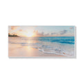 Wall Art 60cmx120cm Ocean and Beach White Frame Canvas