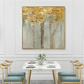 Wall Art 70cmx70cm Golden Leaves 2 Sets Gold Frame Canvas