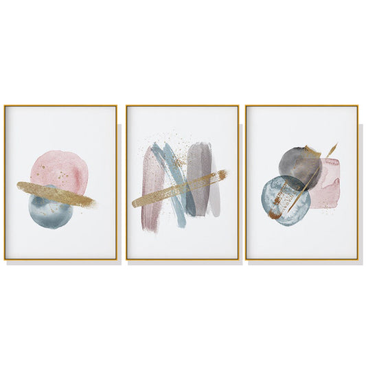 Wall Art 40cmx60cm Blush Pink Watercolor 3 Sets Gold Frame Canvas