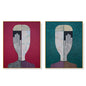 Wall Art 60cmx90cm Abstract Man And Woman 2 Sets Gold Frame Canvas