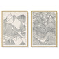 Wall Art 60cmx90cm Line Art Mountain 2 Sets Gold Frame Canvas