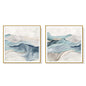 Wall Art 70cmx70cm Blue Mountain 2 Sets Gold Frame Canvas