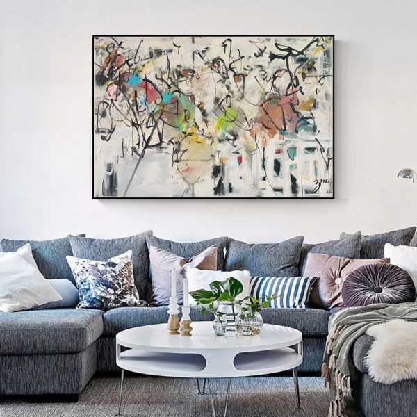 Wall Art 60cmx90cm Abstract White Dream Black Frame Canvas