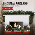 Christabelle 2.7m Christmas Garland Pine Cones Berries Tree Decoration