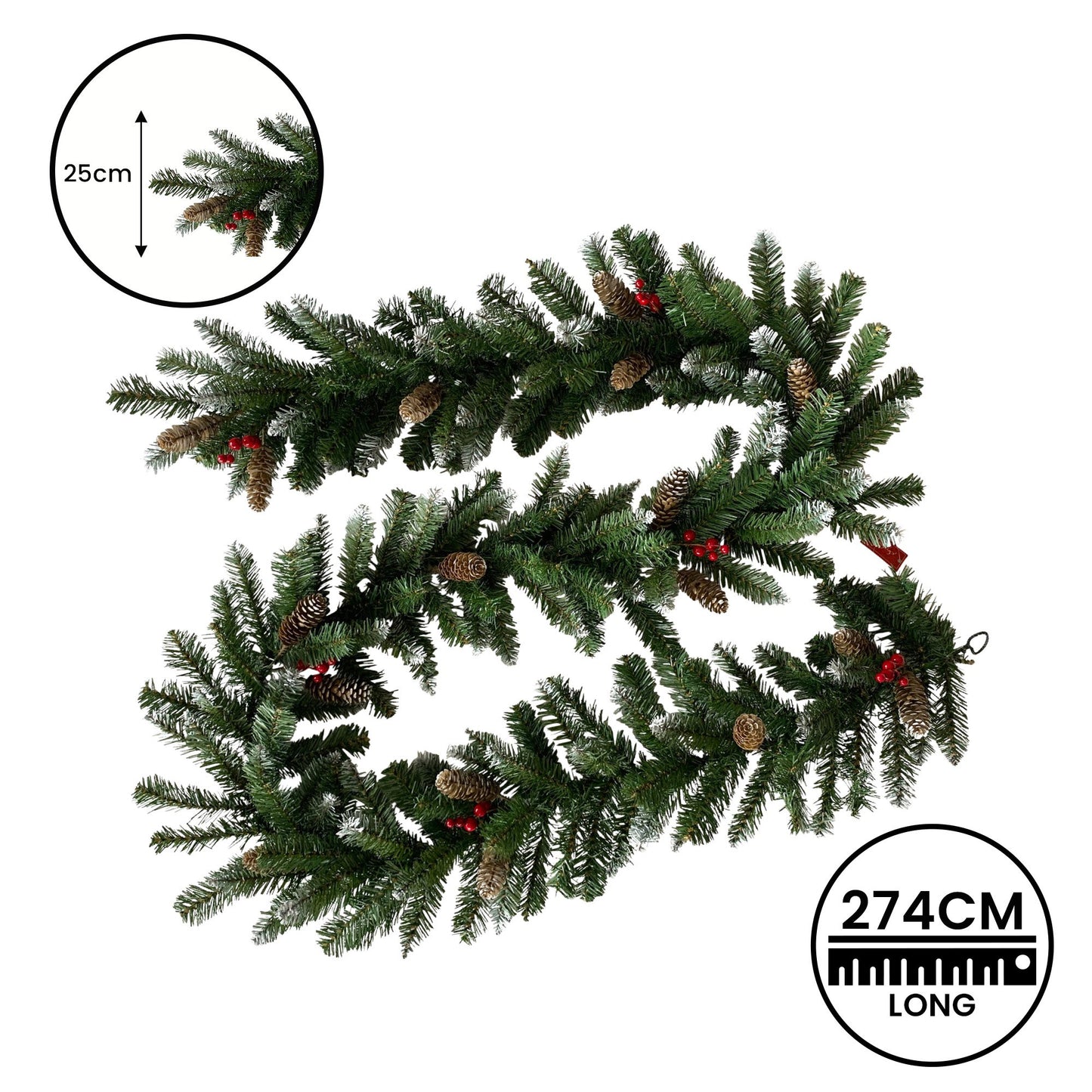 Christabelle 2.7m Christmas Garland with Pine Cones & Berries Pine Tree Decoration Ornament