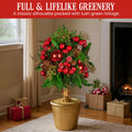 Christabelle 36cm Christmas Topiary Tree Gold Pot Pre-Decorated