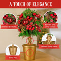 Christabelle 36cm Christmas Topiary Tree Gold Pot Pre-Decorated