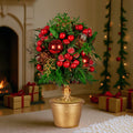 Christabelle 36cm Christmas Topiary Tree Gold Pot Pre-Decorated