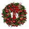 Christabelle 56cm Christmas Wreath Green Red Berries Baubles Pine