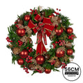 Christabelle 56cm Christmas Wreath Green Red Berries Baubles Pine