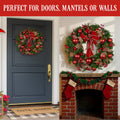Christabelle 56cm Christmas Wreath Green Red Berries Baubles Pine