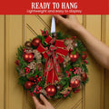 Christabelle 56cm Christmas Wreath Green Red Berries Baubles Pine