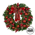 Christabelle 71cm Christmas Wreath Red Baubles Pine Cones Bow