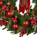 Christabelle 71cm Christmas Wreath Red Baubles Pine Cones Bow