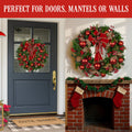 Christabelle 71cm Christmas Wreath Red Baubles Pine Cones Bow