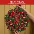 Christabelle 71cm Christmas Wreath Red Baubles Pine Cones Bow