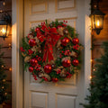 Christabelle 71cm Christmas Wreath Red Baubles Pine Cones Bow