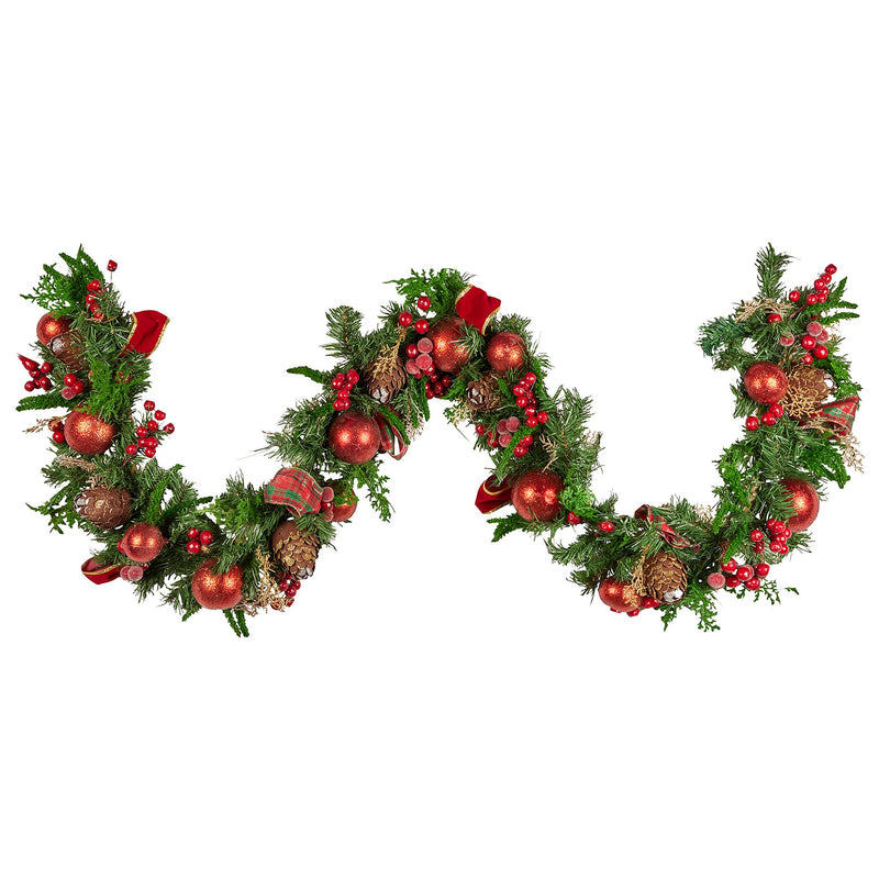 Christabelle 1.85m Christmas Garland Red Berries Pine Cones Baubles