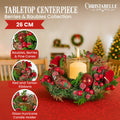 Christabelle 26cm Christmas Centrepiece Green Red Berries Candle