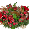 Christabelle 26cm Christmas Centrepiece Green Red Berries Candle