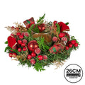 Christabelle 26cm Christmas Centrepiece Green Red Berries Candle