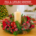 Christabelle 26cm Christmas Centrepiece Green Red Berries Candle