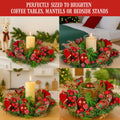Christabelle 26cm Christmas Centrepiece Green Red Berries Candle