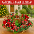 Christabelle 26cm Christmas Centrepiece Green Red Berries Candle