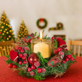 Christabelle 26cm Christmas Centrepiece Green Red Berries Candle
