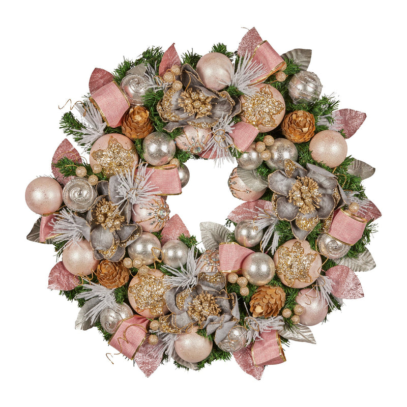 Christabelle 71cm Pink Christmas Wreath Door Decoration Baubles