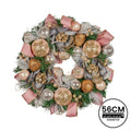 Christabelle 56cm Christmas Wreath Pink Baubles Flowers Pine Cones