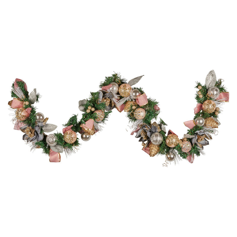 Christabelle 1.8m Christmas Garland Baubles Berries Pink Silver Gold