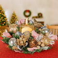 Christabelle 26cm Christmas Centrepiece Green Baubles Foliage Flowers
