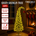Christabelle 4ft Christmas Gremlin Tree Red Baubles LED Lights Foot Pedal