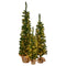 Christabelle 3x Pre-Lit Christmas Trees Green 60-90cm LED Lights
