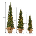 Christabelle 3x Pre-Lit Christmas Trees Green 60-90cm LED Lights