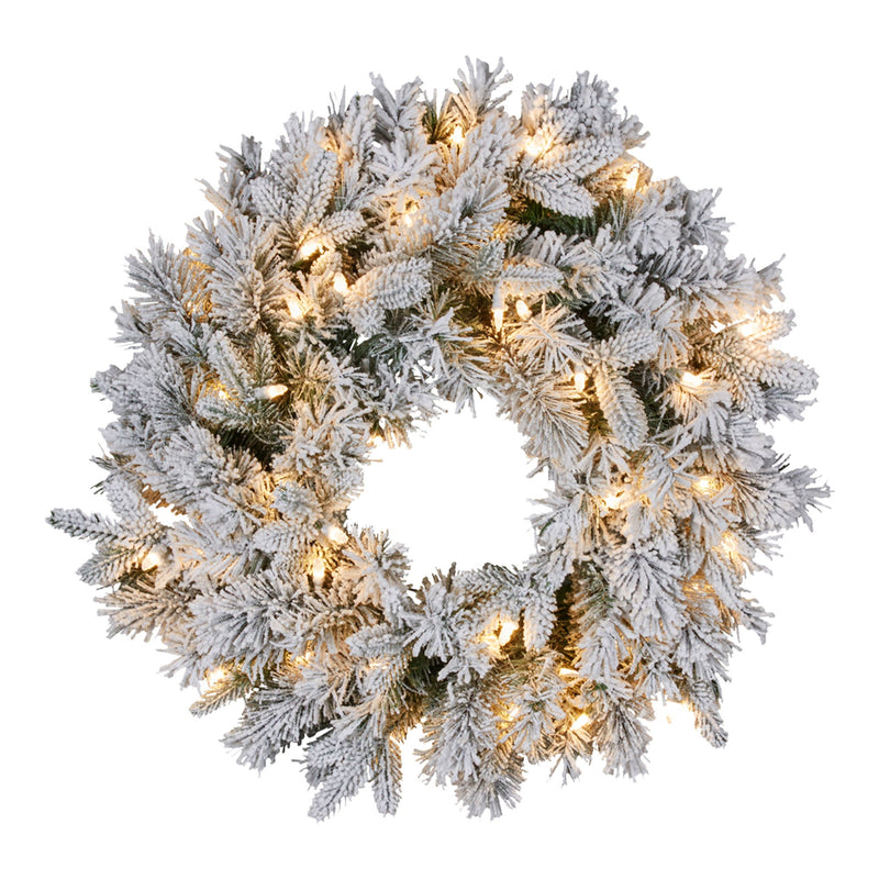Christabelle Snowy Attica Pre-Lit LED Christmas Wreath Front Door