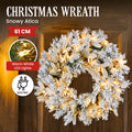 Christabelle Snowy Attica Pre-Lit LED Christmas Wreath Front Door