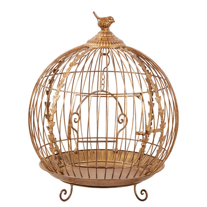 Christabelle Antique Gold Metal Art Iron Wrought Material Bird Cage Display Christmas Decor