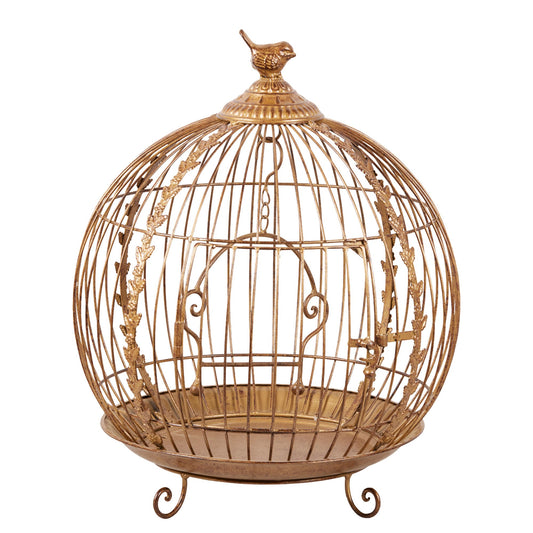 Christabelle Antique Gold Metal Art Iron Wrought Material Bird Cage Display Christmas Decor