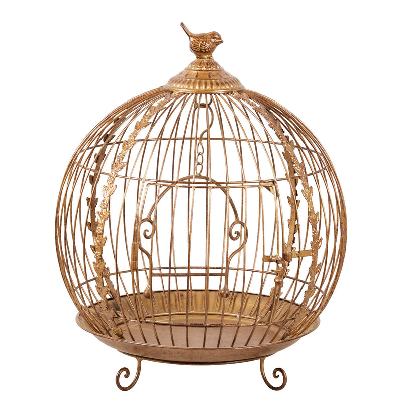 Christabelle Antique Gold Bird Cage Wrought Iron Christmas Decor