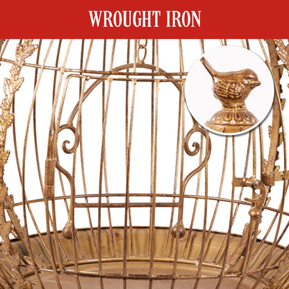 Christabelle Antique Gold Metal Art Iron Wrought Material Bird Cage Display Christmas Decor