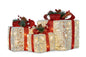 Christabelle 3 Piece Christmas Present Display Set With Lights & Red Bows