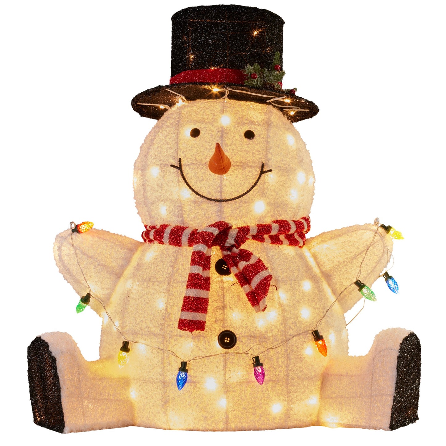 Christabelle 82cm Sitting Snowman Christmas Display with Lights
