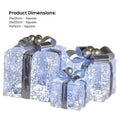 Christabelle 3pc Christmas Gift Boxes Lights Jewelled Wire Silver Bows