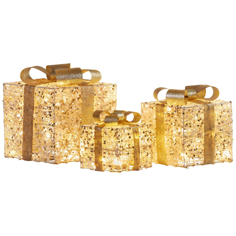 Christabelle 3x Battery Christmas Gift Boxes Warm White LED Lights