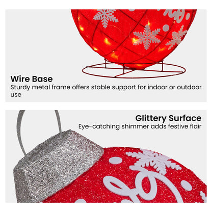 Christabelle Oversized Christmas Bauble Display Warm White Led Lights Glitter